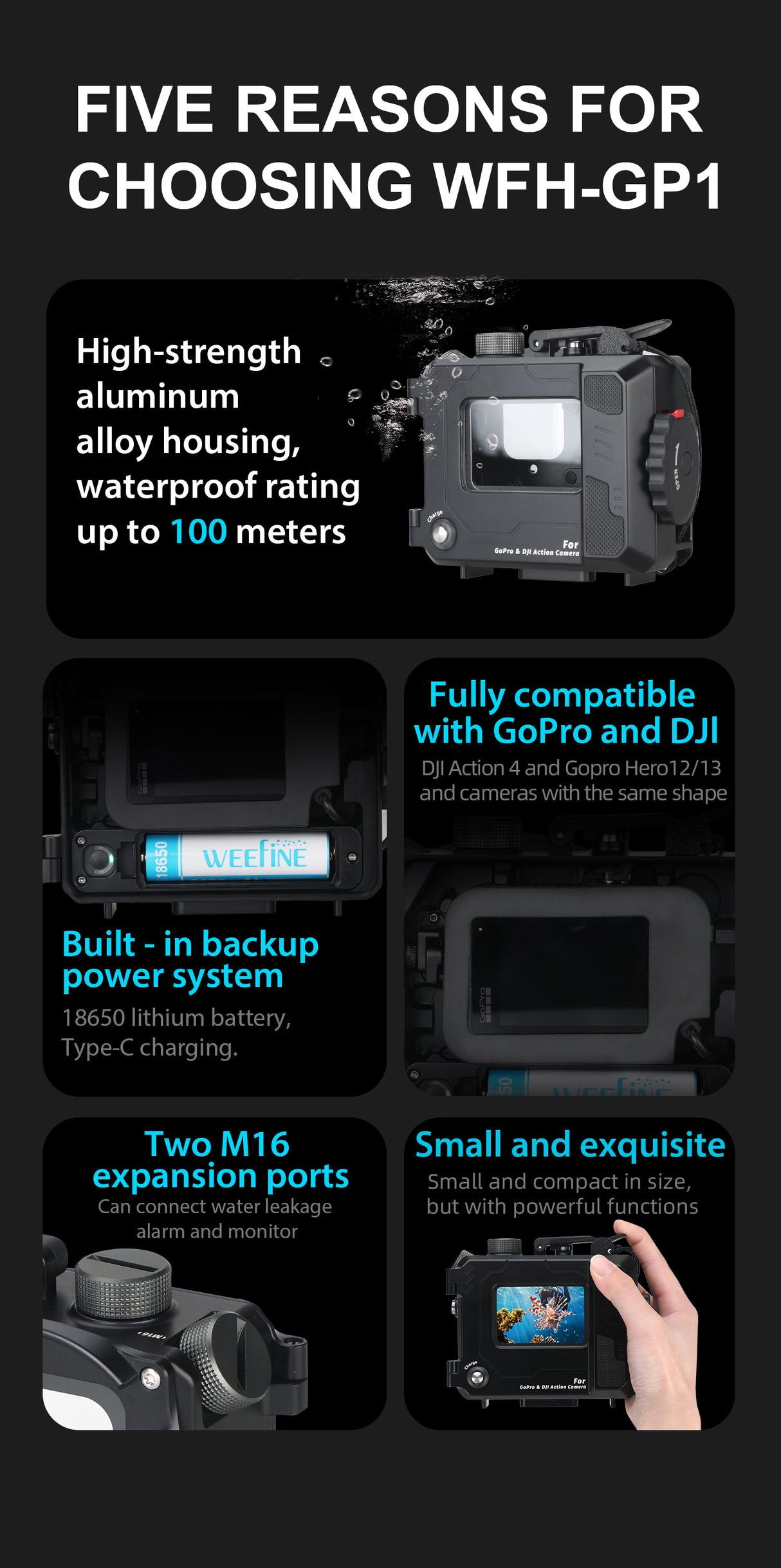 Weefine WFH-GP1 Action Camera Dive Housing (Gopro & DJI) - PRODIVE