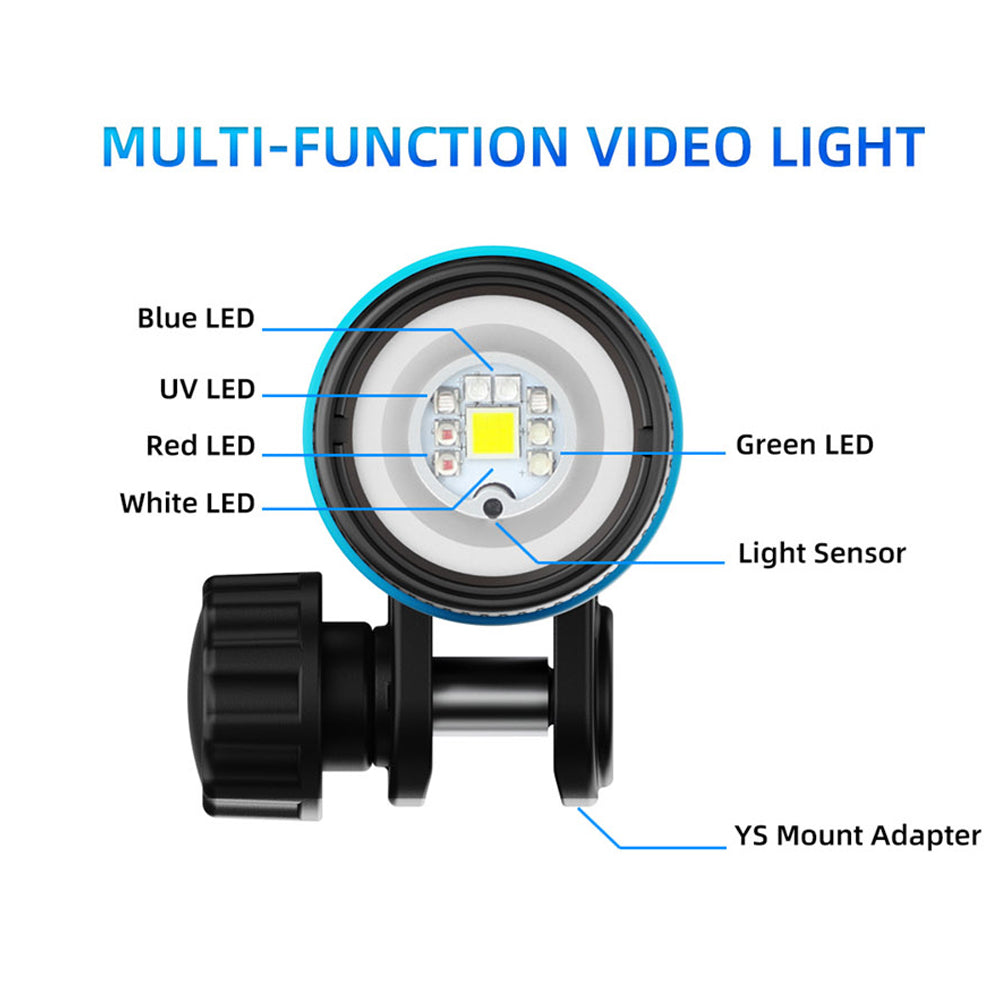 X-adventurer M2000-WRBGUA Smart Focus Video Light (Wide light + RGB UV light + Auto-Shut-Off) - PRODIVE