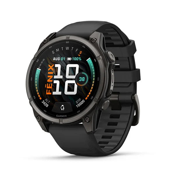 GARMIN Fenix 9 47mm Carbon Gray DLC Titanium with Black Silicone Band