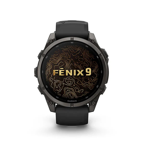GARMIN Fenix 9 47mm Carbon Gray DLC Titanium with Black Silicone Band