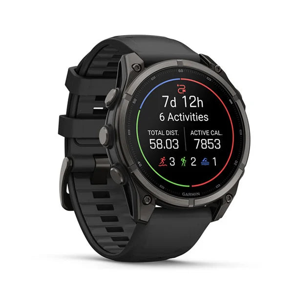 GARMIN Fenix 9 47mm Carbon Gray DLC Titanium with Black Silicone Band