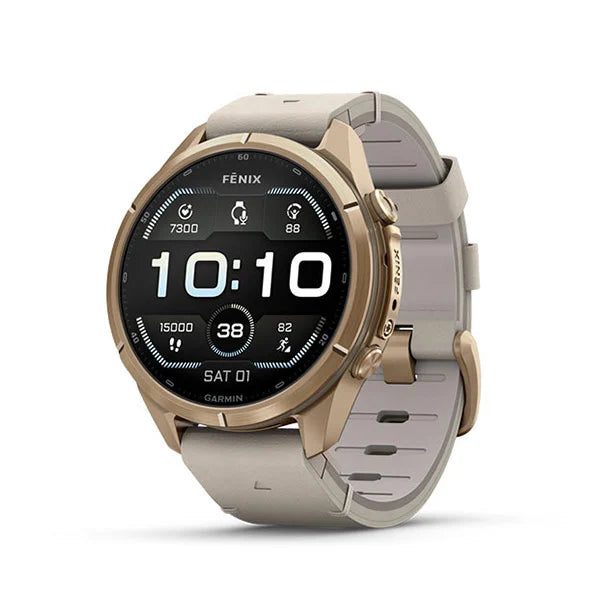 GARMIN Fenix 9 Pro – 43mm Autumn Gold Titanium with Bone Leather Band