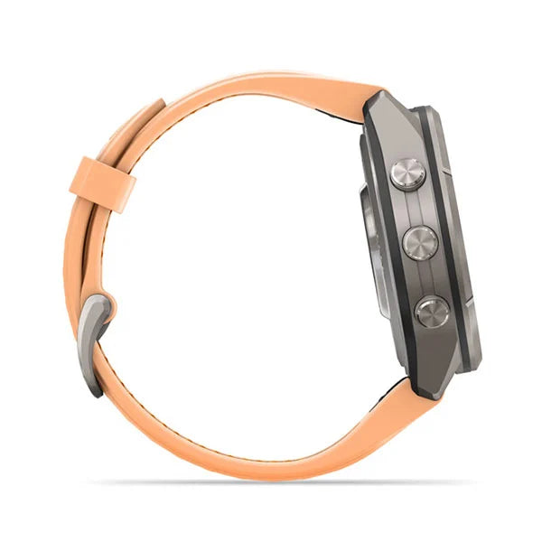 GARMIN Fenix 9 Pro – 43mm Titanium with Shell Pink/Autumn Orange Silicone Band