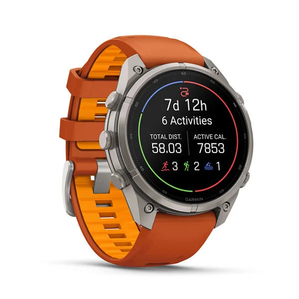 GARMIN Fenix 9 Pro – 47 mm Titanium with Autumn Orange/Spark Orange Silicone Band