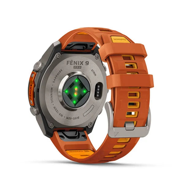 GARMIN Fenix 9 Pro – 47 mm Titanium with Autumn Orange/Spark Orange Silicone Band