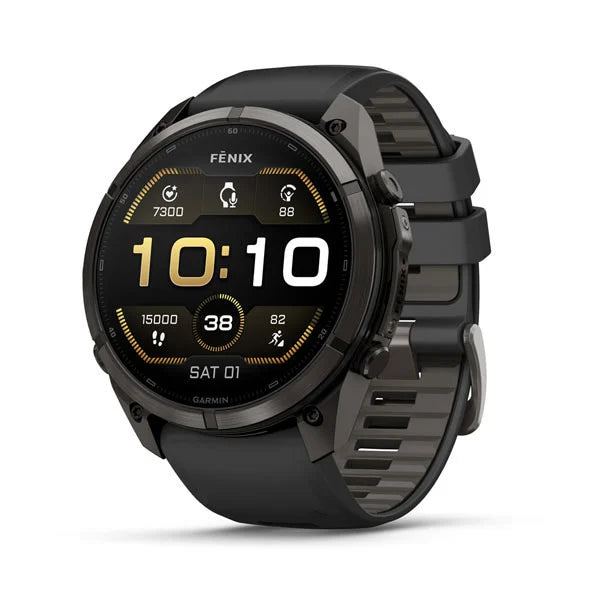 GARMIN Fenix 9 Pro – 51mm Carbon Gray DLC Titanium with Black/Pebble Gray Silicone Band