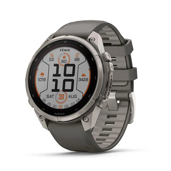 GARMIN Fenix 9 Pro – Solar, 47 mm Titanium with Pebble Gray/Silver Gray Silicone Band