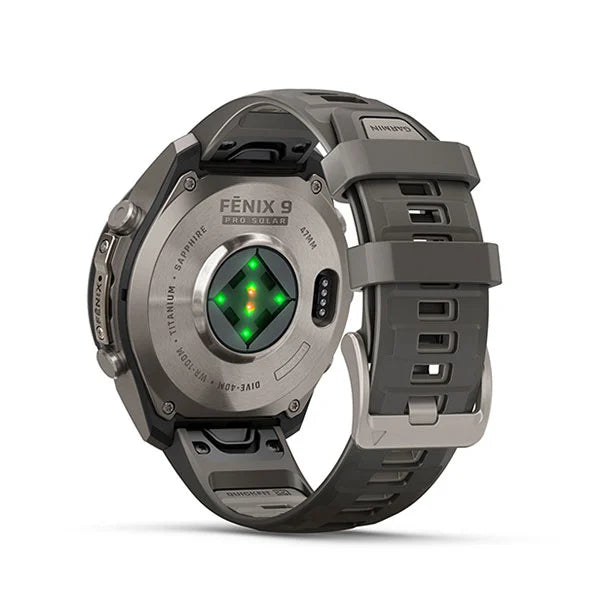 GARMIN Fenix 9 Pro – Solar, 47 mm Titanium with Pebble Gray/Silver Gray Silicone Band