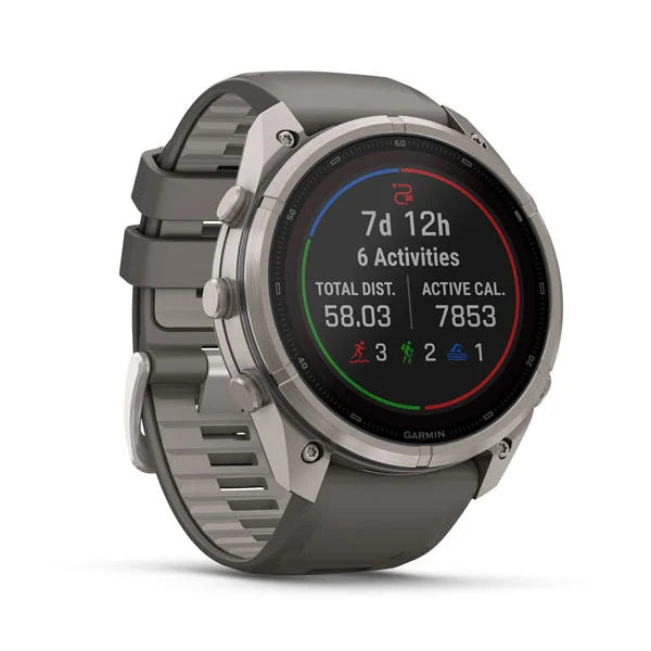 GARMIN Fenix 9 Pro – Solar, 51 mm Titanium with Pebble Gray/Silver Gray Silicone Band