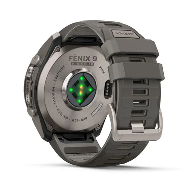 GARMIN Fenix 9 Pro – Solar, 51 mm Titanium with Pebble Gray/Silver Gray Silicone Band