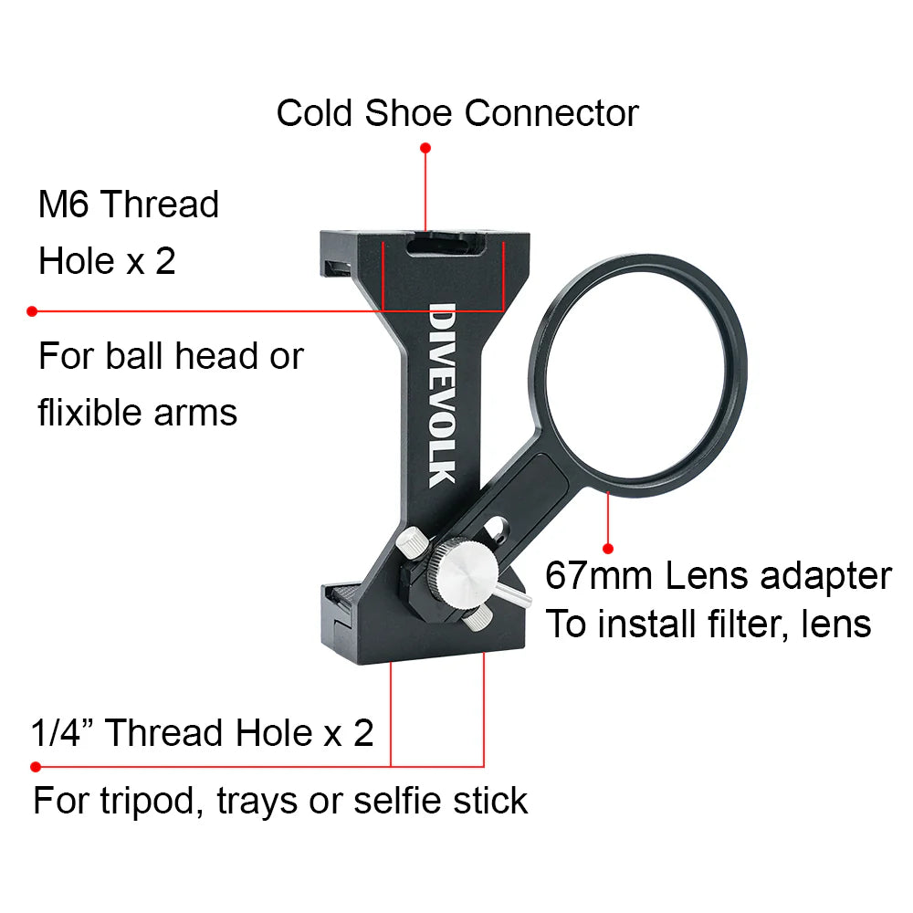 DIVEVOLK Seatouch 4 Max Plus Expansion Clamp with 67mm adapters - PRODIVE