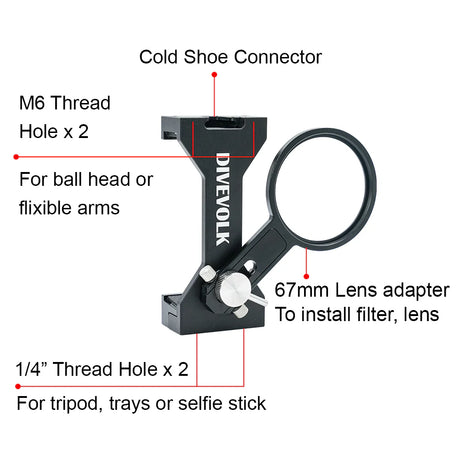 DIVEVOLK Seatouch 4 Max Plus Expansion Clamp with 67mm adapters - PRODIVE