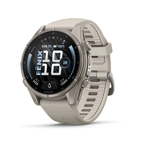 GARMIN Fenix 9 43mm Titanium with Fog Gray Silicone Band