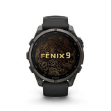 GARMIN Fenix 9 47mm Carbon Gray DLC Titanium with Black Silicone Band