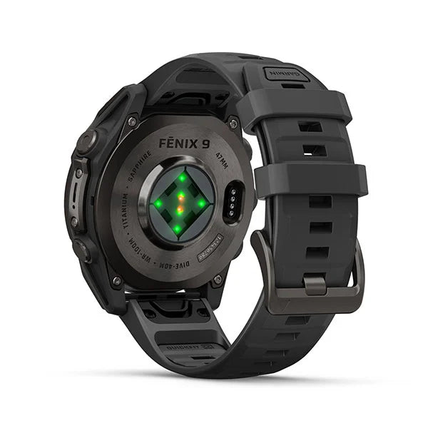 GARMIN Fenix 9 47mm Carbon Gray DLC Titanium with Black Silicone Band