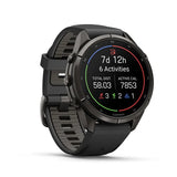 GARMIN Fenix 9 Pro – 43mm Carbon Gray DLC Titanium with Black/Pebble Gray Silicone Band
