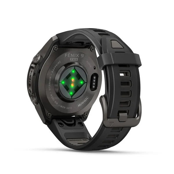 GARMIN Fenix 9 Pro – 43mm Carbon Gray DLC Titanium with Black/Pebble Gray Silicone Band