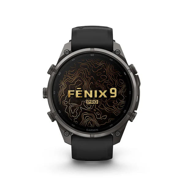 GARMIN Fenix 9 Pro – 47 mm Carbon Gray DLC Titanium with Black/Pebble Gray Silicone Band