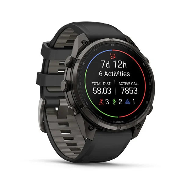 GARMIN Fenix 9 Pro – 47 mm Carbon Gray DLC Titanium with Black/Pebble Gray Silicone Band