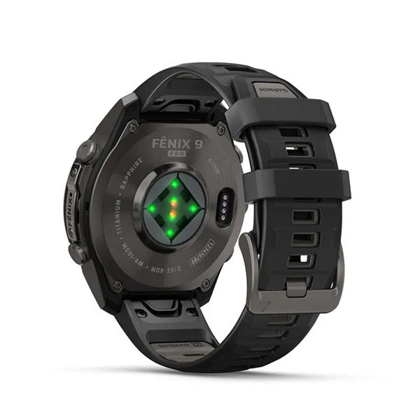 GARMIN Fenix 9 Pro – 47 mm Carbon Gray DLC Titanium with Black/Pebble Gray Silicone Band