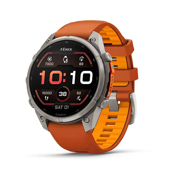 GARMIN Fenix 9 Pro – 47 mm Titanium with Autumn Orange/Spark Orange Silicone Band