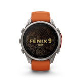 GARMIN Fenix 9 Pro – 47 mm Titanium with Autumn Orange/Spark Orange Silicone Band