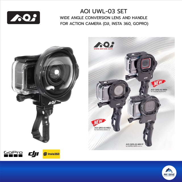 UWL-03 SET Underwater and handle Wide Angle Conversion Lens for Action camera - PRODIVE